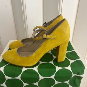 Boden Bright Yellow Suede Heels
